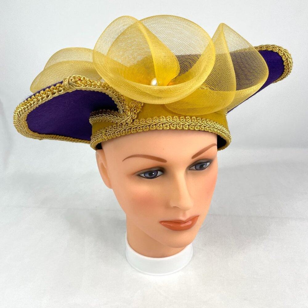 Vintage Wool Made in USA Purple & Gold Derby Hat